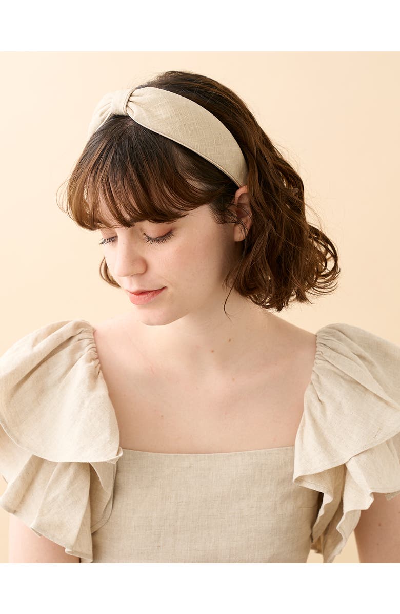 Alexandre de Paris Linen Sahara Headband, Alternate, color, Beige
