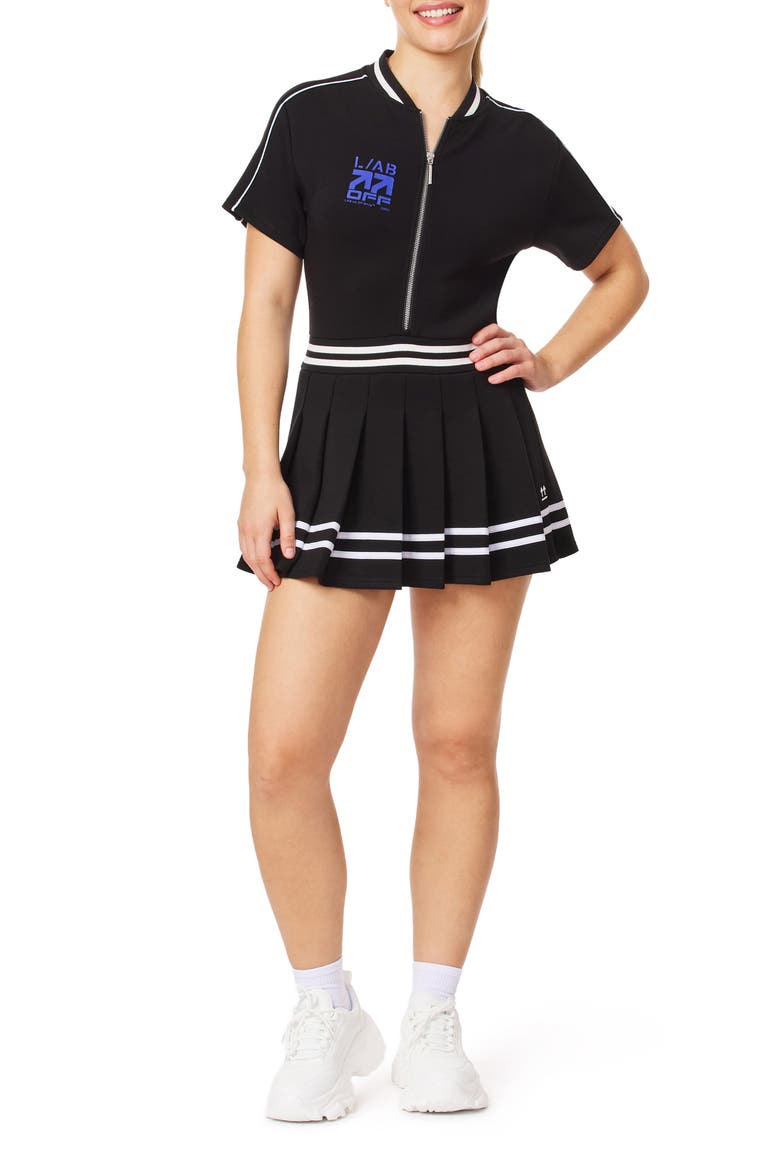 Pleated Tennis Minidress, Main, color, BLACK NIGHT