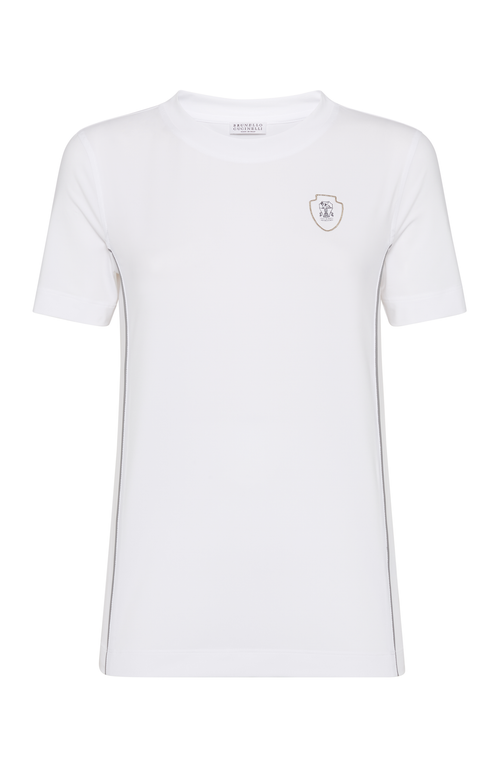 Brunello Cucinelli Techno Jersey Embellished T-shirt In White