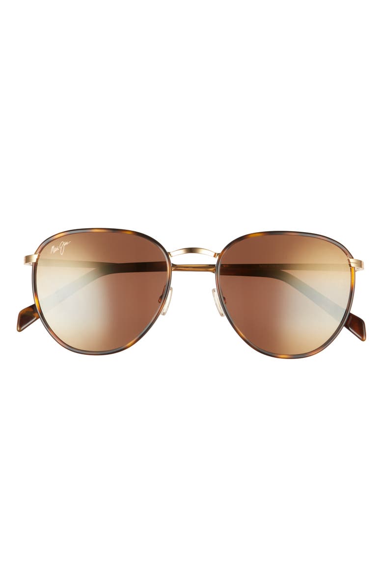 Maui Jim Noni 54mm PolarizedPlus<sup>®</sup> Round Sunglasses, Main, color, Tortoise With Gold/ Hcl Bronze