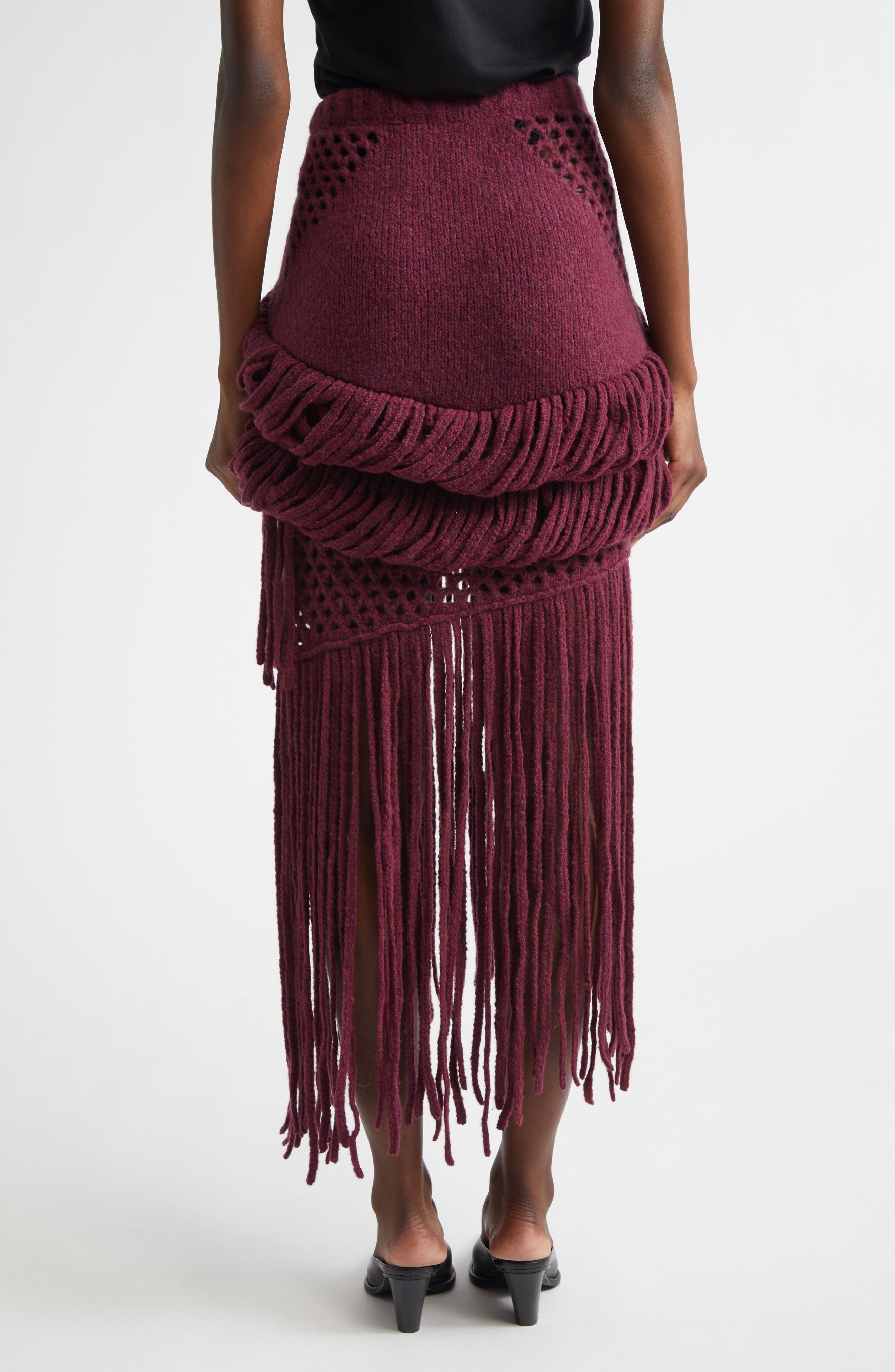 Medusa Fringed Wool Blend Sweater Skirt - image 2