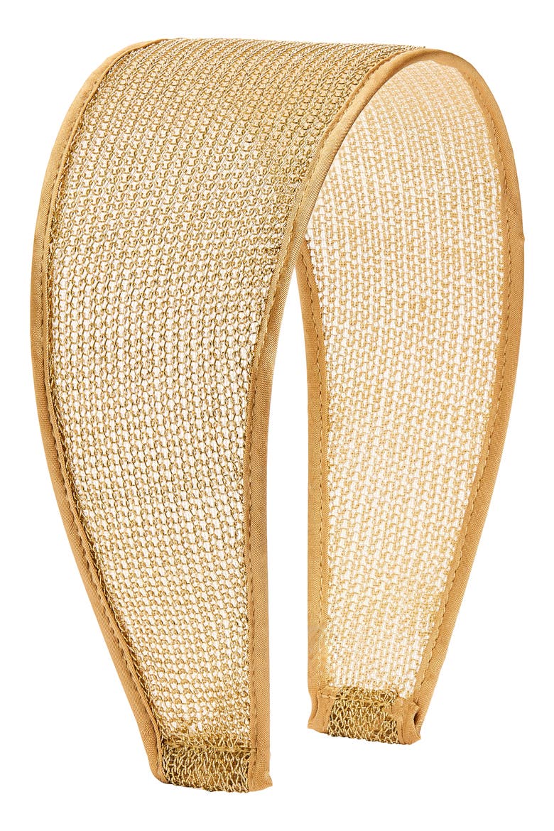 Wide Metallic Mesh Headband, Main, color, GOLD