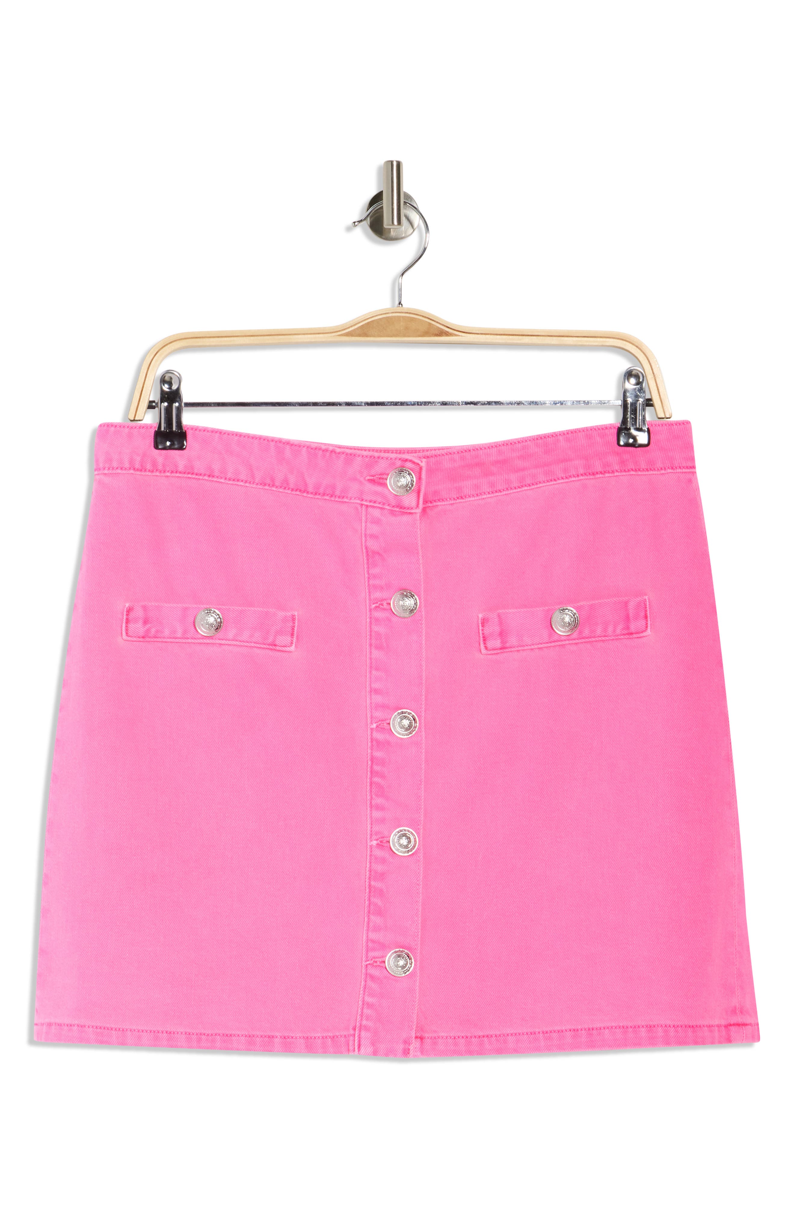 L'AGENCE Kris Button Front Cotton A-Line Miniskirt