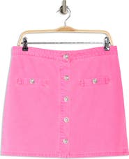 L'AGENCE Kris Button Front Cotton A-Line Miniskirt