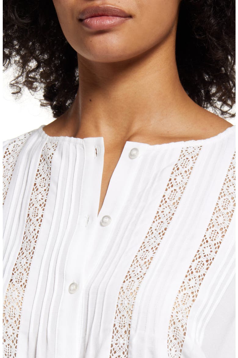 Lace Inset Pintuck Blouse, Alternate, color, WHITE