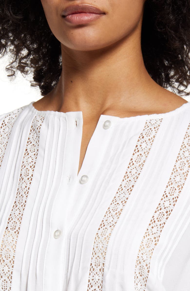 Caslon<sup>®</sup> Lace Inset Pintuck Blouse, Alternate, color,