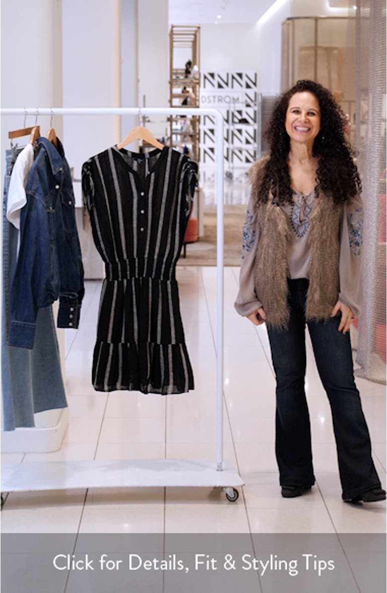 Samina Stripe Smocked Linen Blend Dress, sales video thumbnail