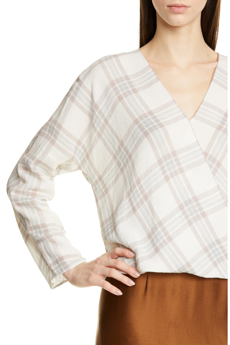 Plaid Crossover Top, Alternate, color, OFF WHITE