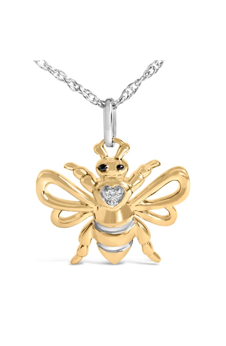 Haus of Brilliance 14K Yellow Gold Plated Sterling Silver Diamond Accent Bee Pendant Necklace, Alternate, color, Yellow Gold Over Silver