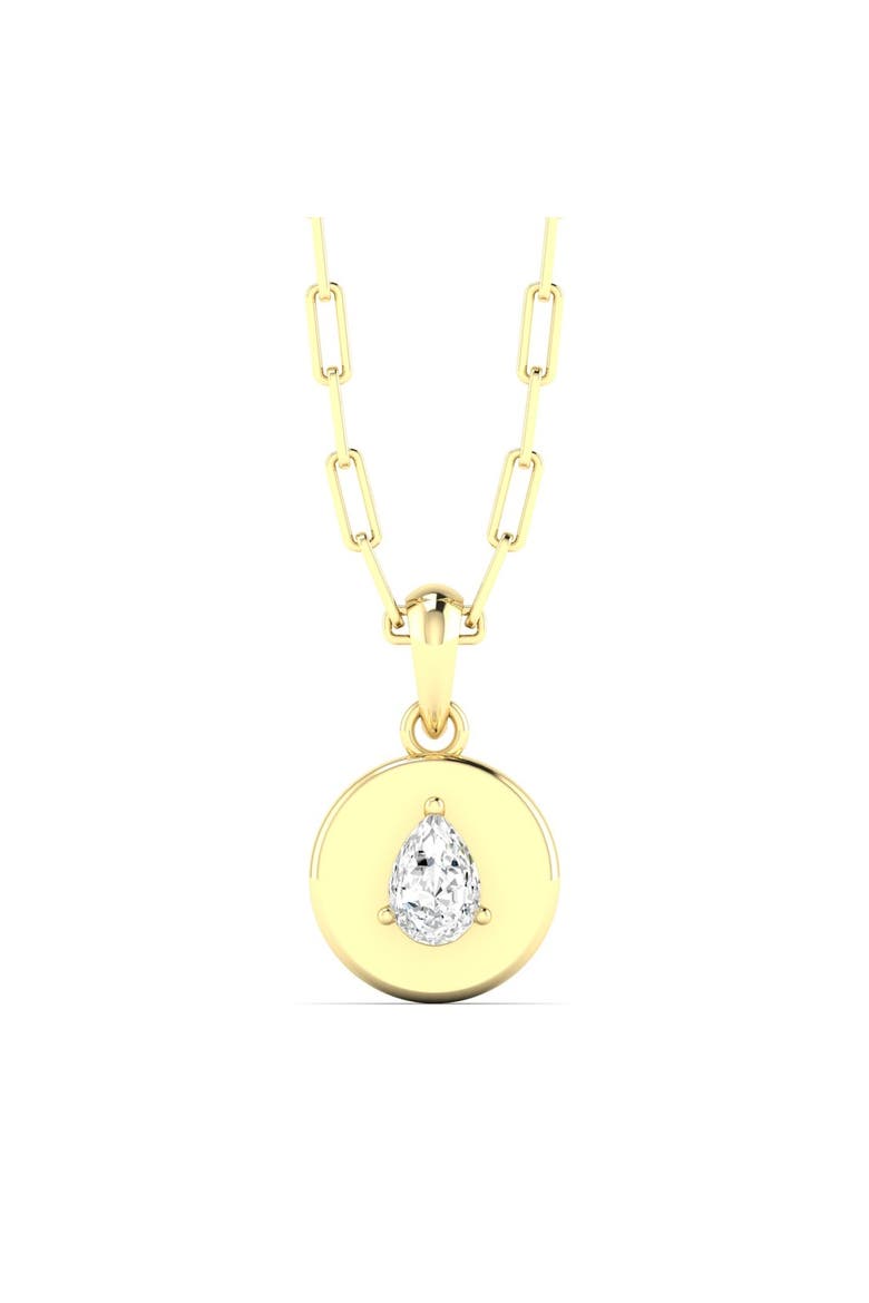 Pear Disc Lab Diamond Pendant in 14K, Main, color, Yellow Gold