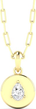 Everlee Pear Disc Lab Diamond Pendant in 14K