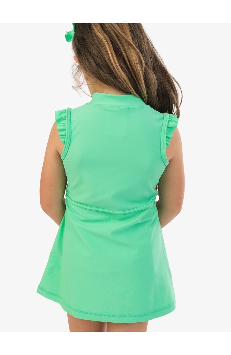 RuffleButts Girls UPF50+ Sleeveless Zip Ruffle Sleeve Active Dress, Alternate, color, Spring Bud