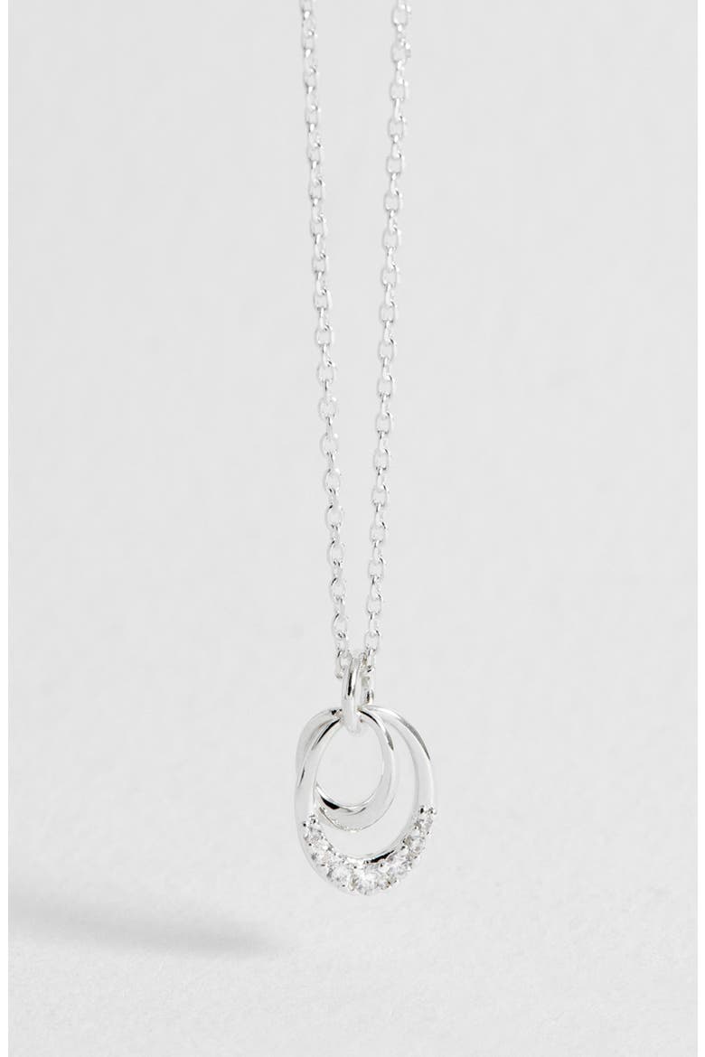 Oval Interlinked Cubic Zirconia Pendant Necklace, Alternate, color, SILVER PLATED