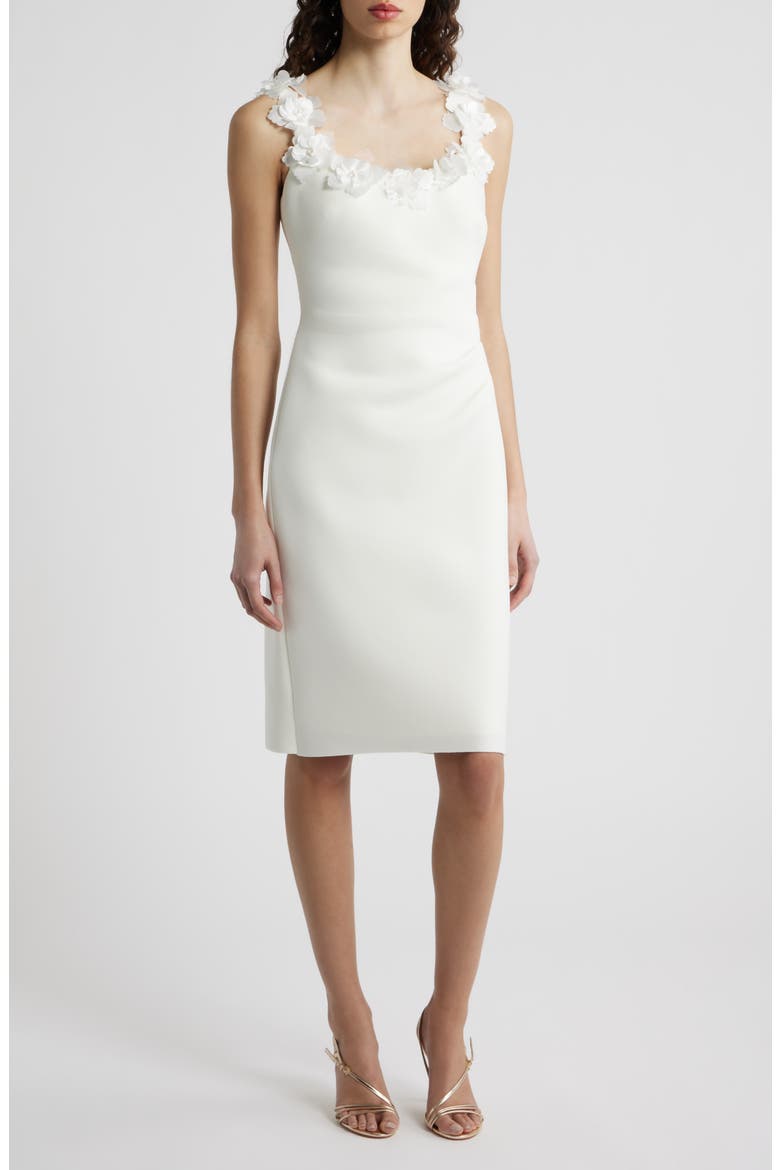 Floral Ruched Cocktail Dress, Main, color, IVORY