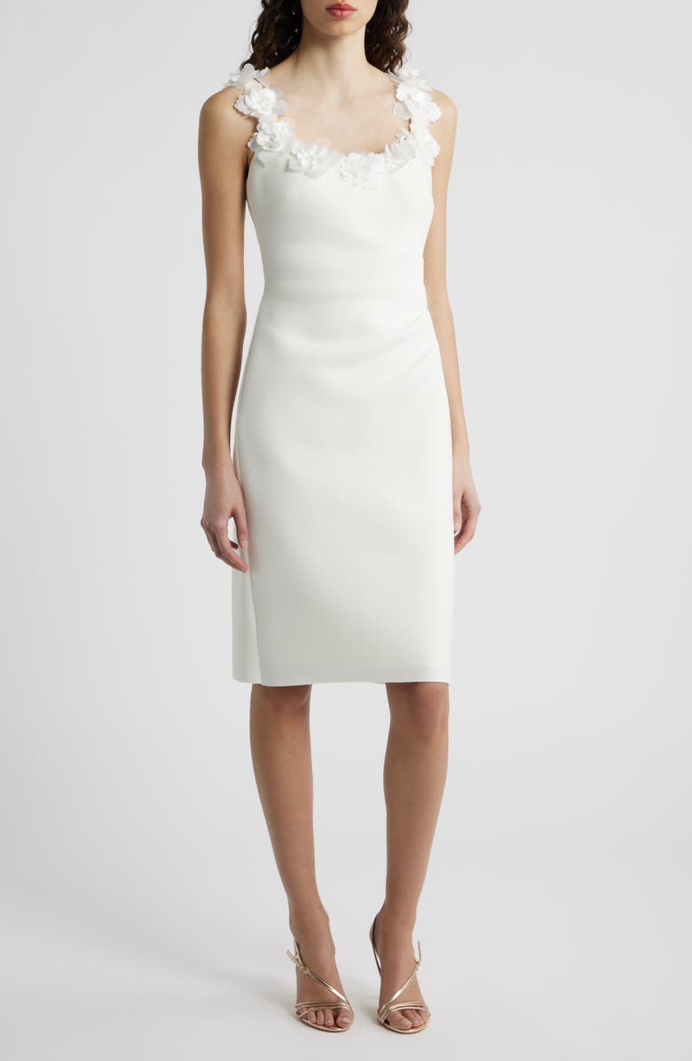Eliza J Floral Ruched Cocktail Dress, Main, color, Ivory