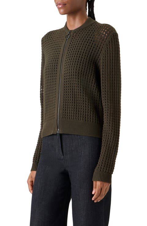 Chunky Open Stitch Zip Cardigan
