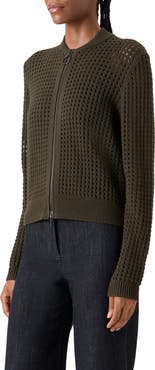 Akris punto Chunky Open Stitch Zip Cardigan