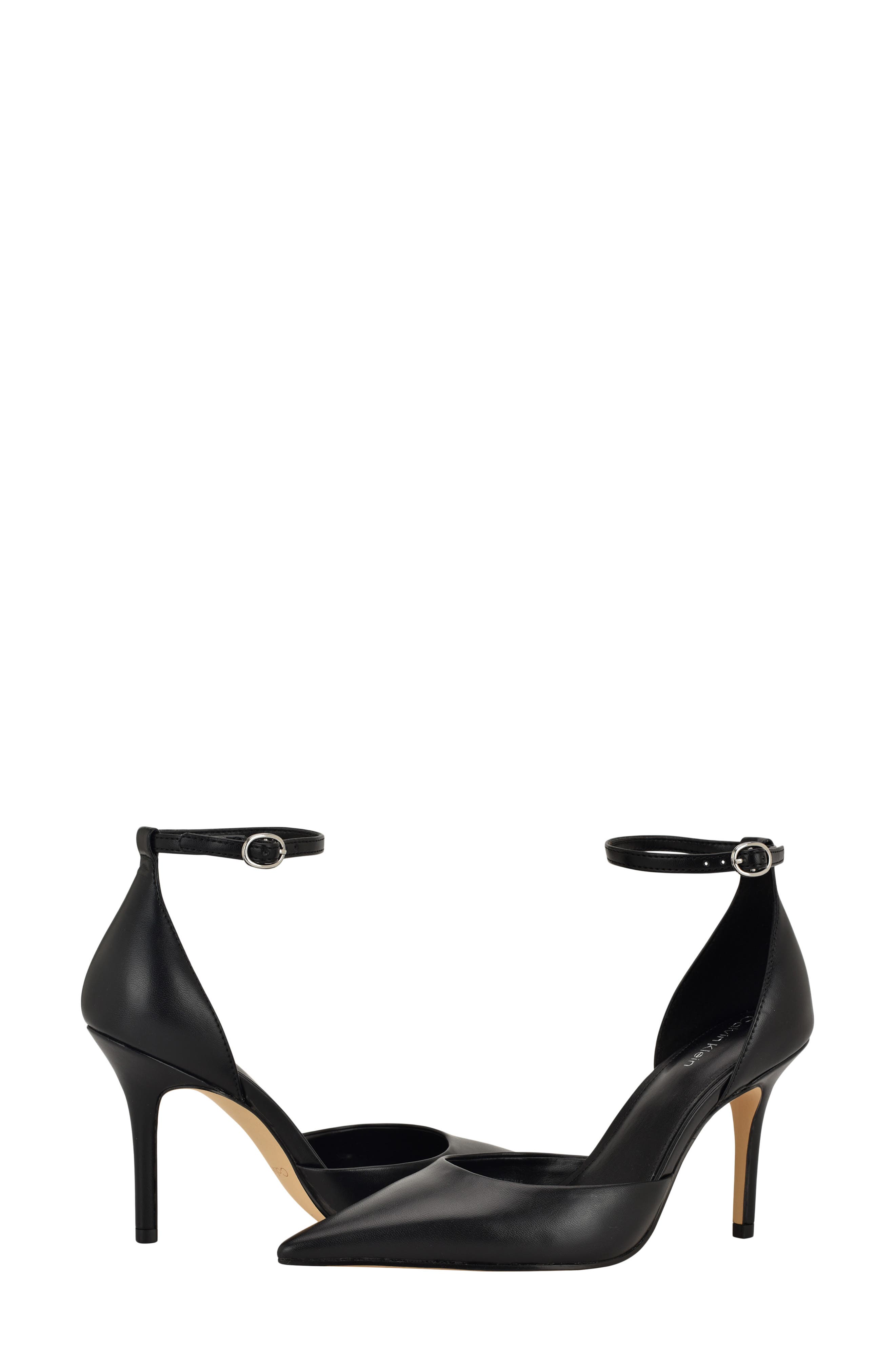 Calvin Klein Olettia Ankle Strap Pointed Toe Pump, Alternate, color, Black