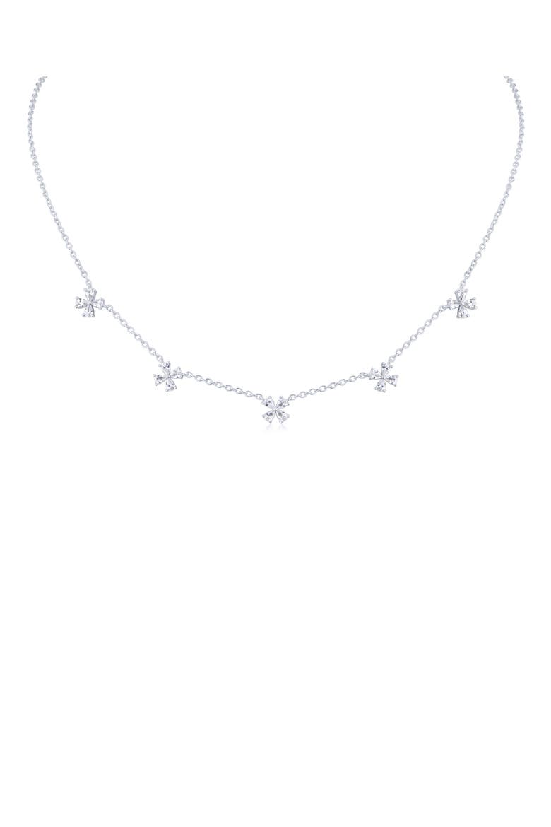 Pear Cubic Zirconia Daisy Shaker Necklace, Main, color, CLEAR/ SILVER