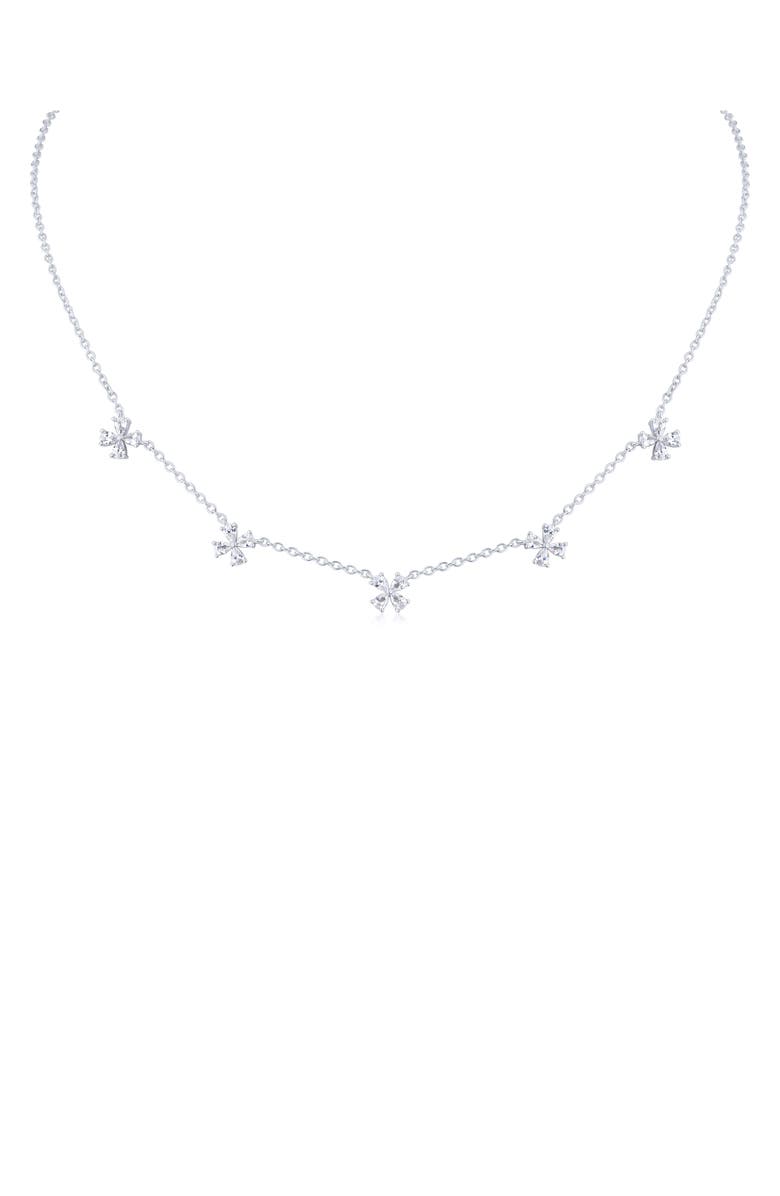 CZ by Kenneth Jay Lane Pear Cubic Zirconia Daisy Shaker Necklace, Main, color, 
