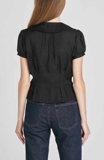 WAYF Kit Puff Sleeve Semisheer Peplum Top | Nordstrom