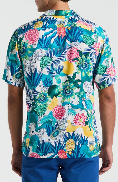 Original Penguin Floral Camp Shirt In Blue