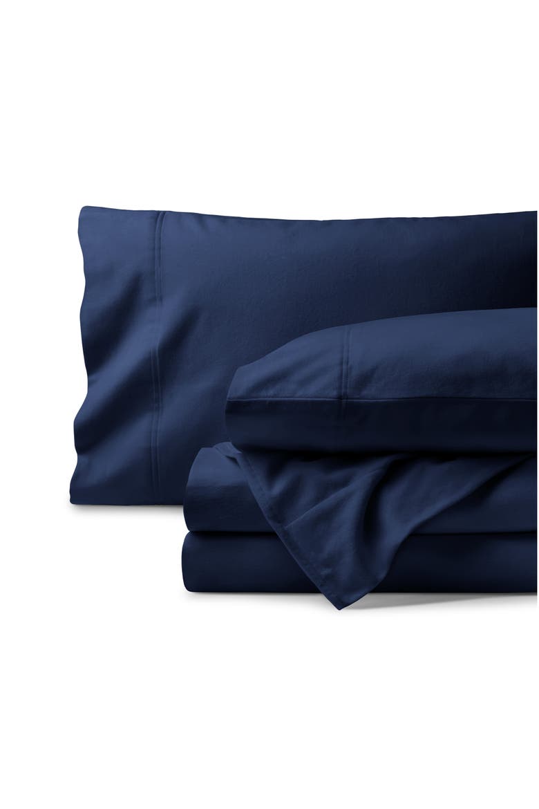 100% Organic Cotton Flannel Sheet Set, Main, color, Dark Blue