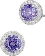 SAVVY CIE JEWELS Floral Faceted Round Cubic Zirconia Halo Stud Earrings