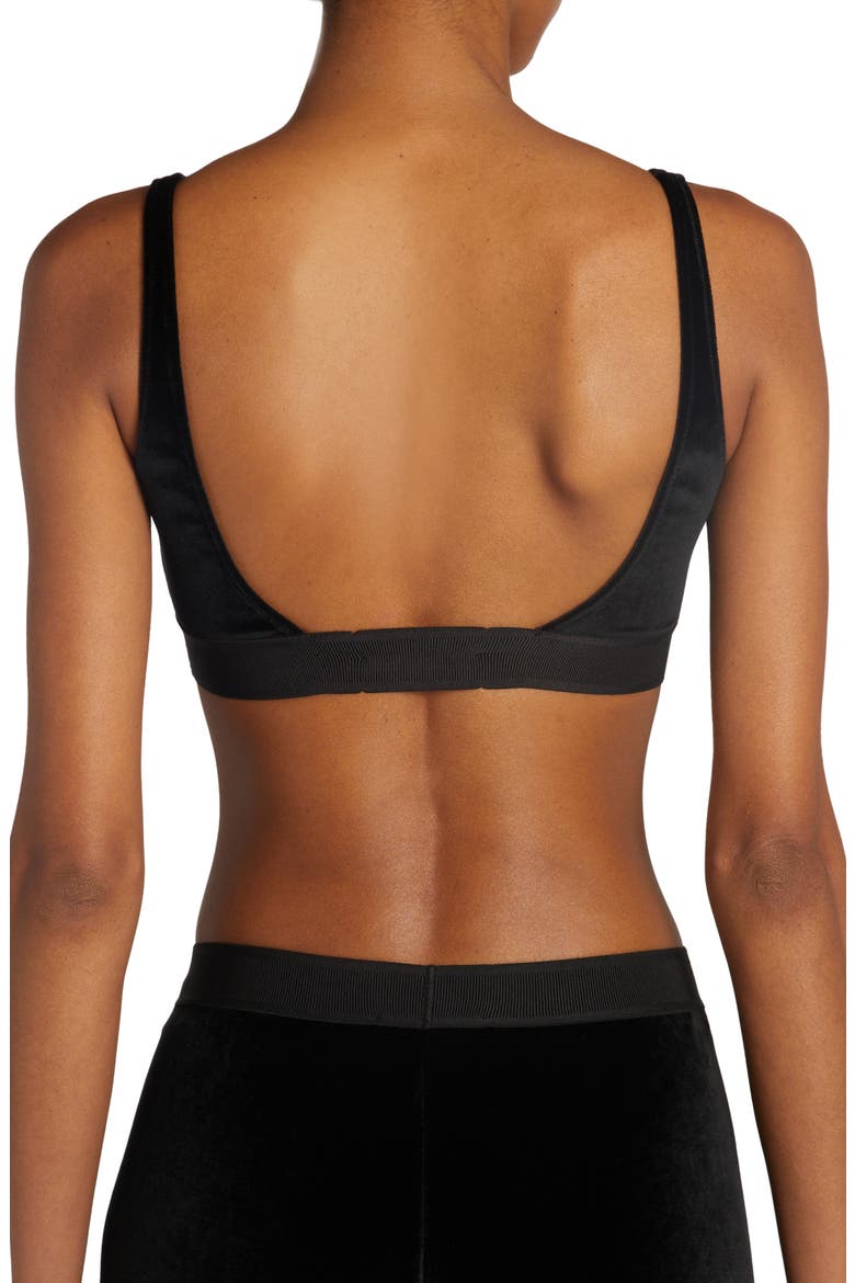 Signature Velour Bralette, Alternate, color, BLACK