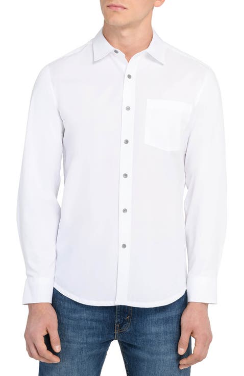 Hudson Reworked Slim Fit Solid Cotton Button-Up Shirt