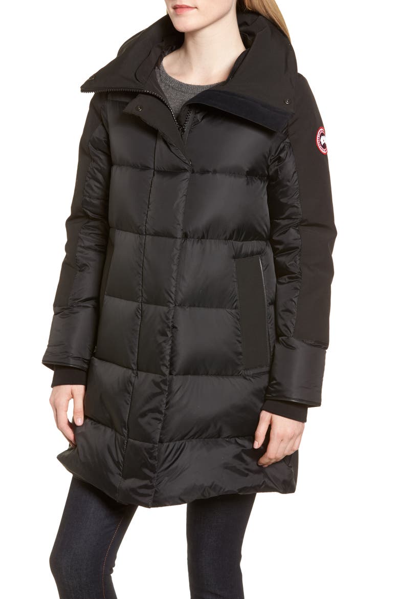 Altona Water Resistant 750-Fill Power Down Parka with Genuine Shearling Collar, Alternate, color, BLACK