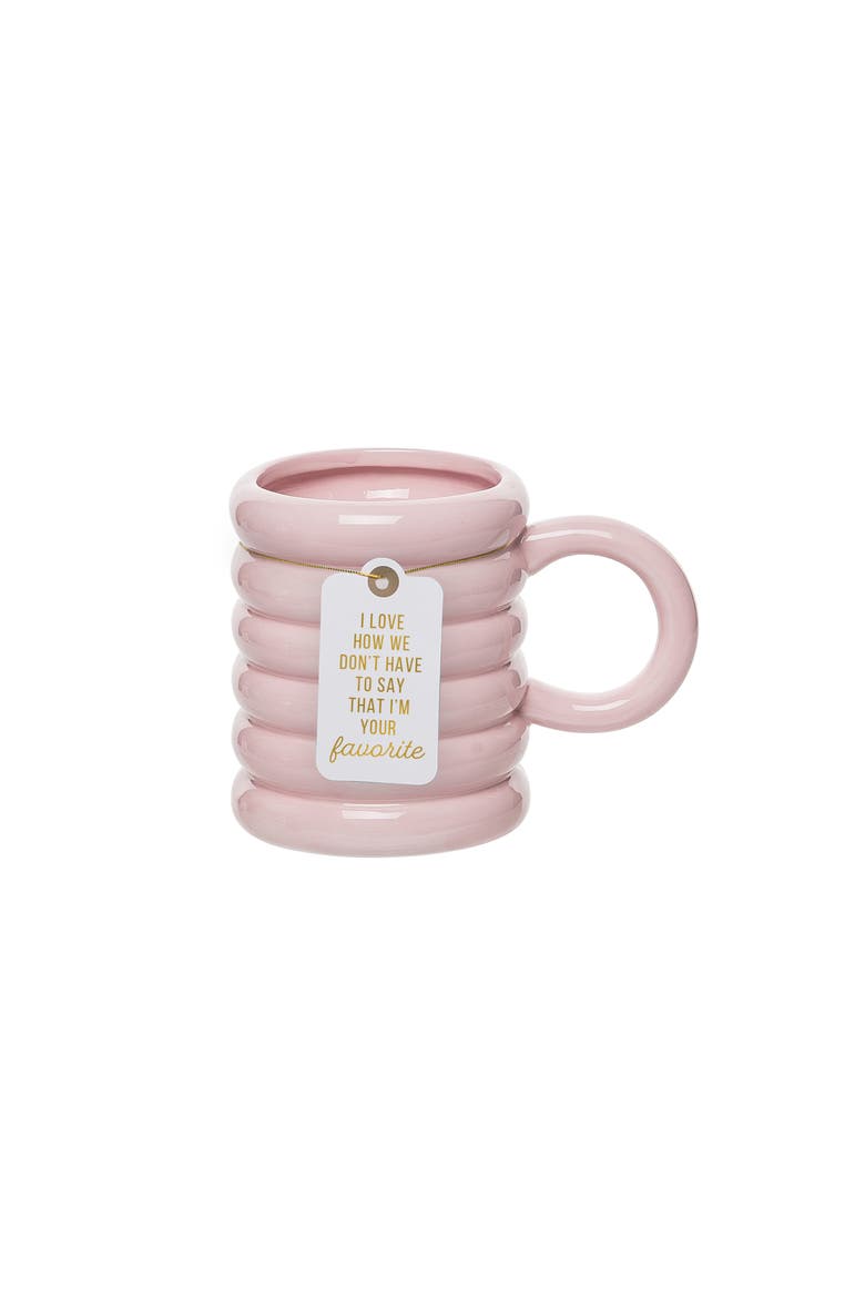 Im Your Favorite Pink Ribbed Mug Ceramic Pink 22 oz, Main, color, Pink