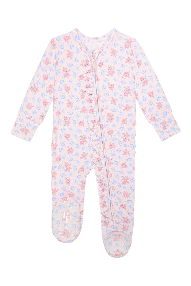 Ruffle Zip Footie, Main, color, PINK