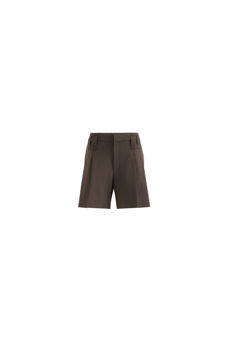 Tropical luxury wool formal shorts with monili, Alternate, color, Coffee