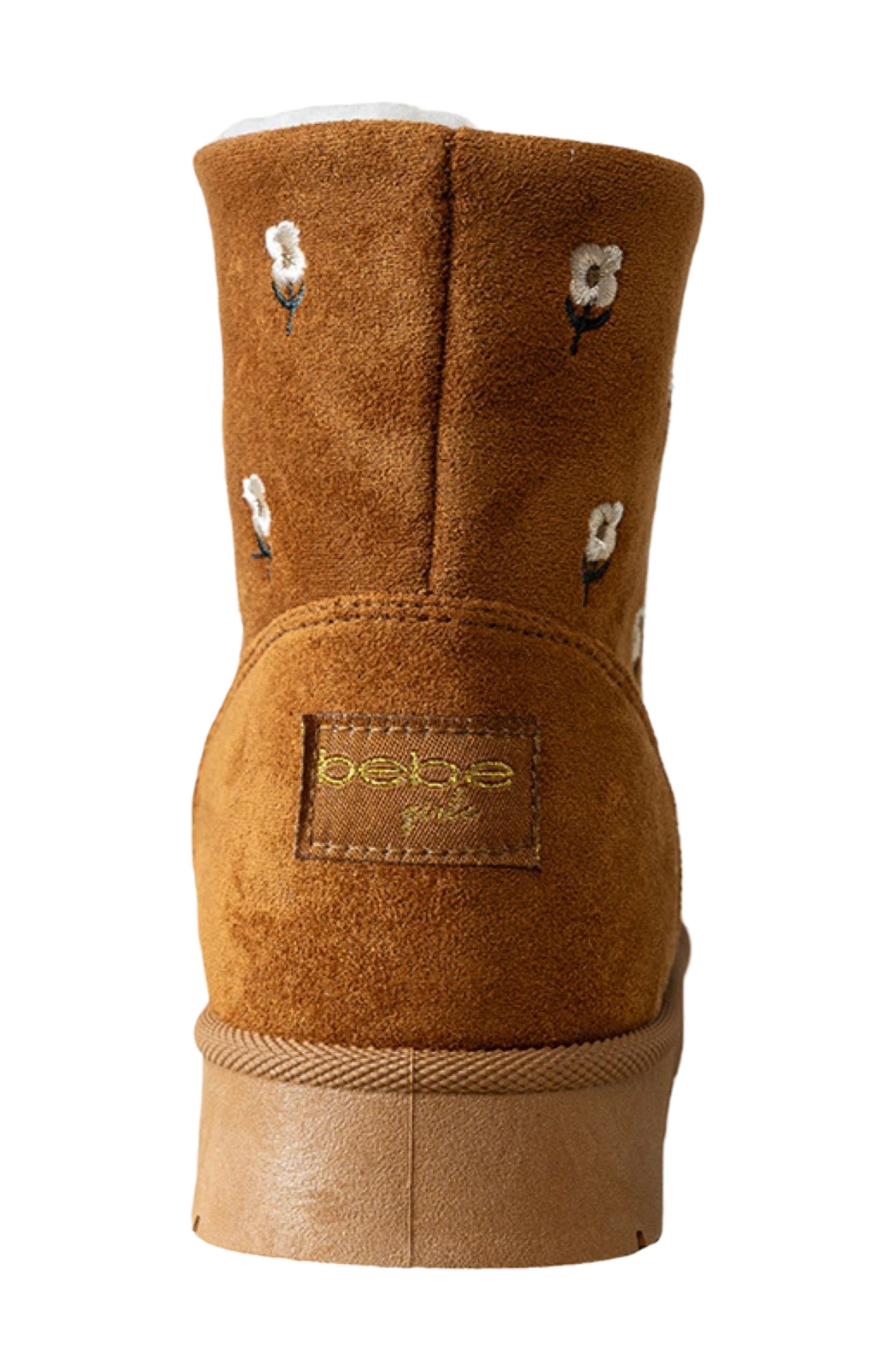 Kids' Embroidered Faux Suede Boot, Alternate, color, COGNAC