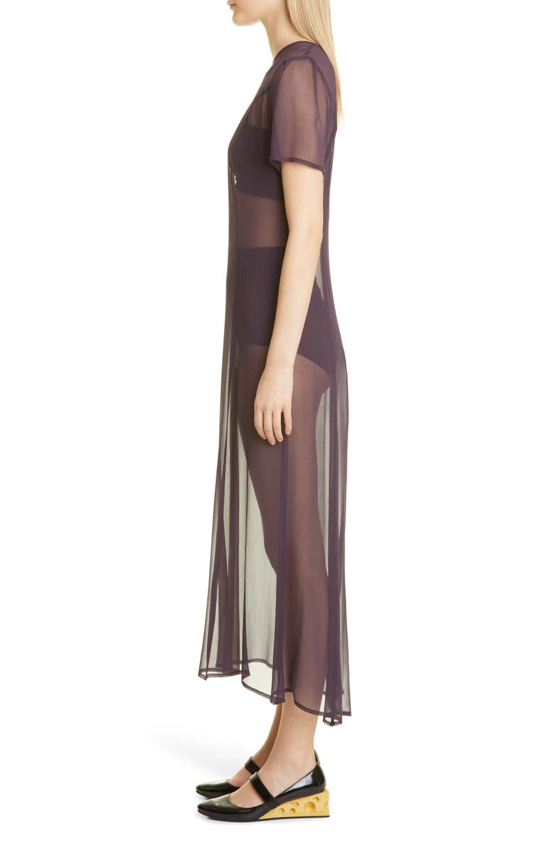 Puppets and Puppets Princess Seam Sheer Silk Midi Dress, Alternate, color, 