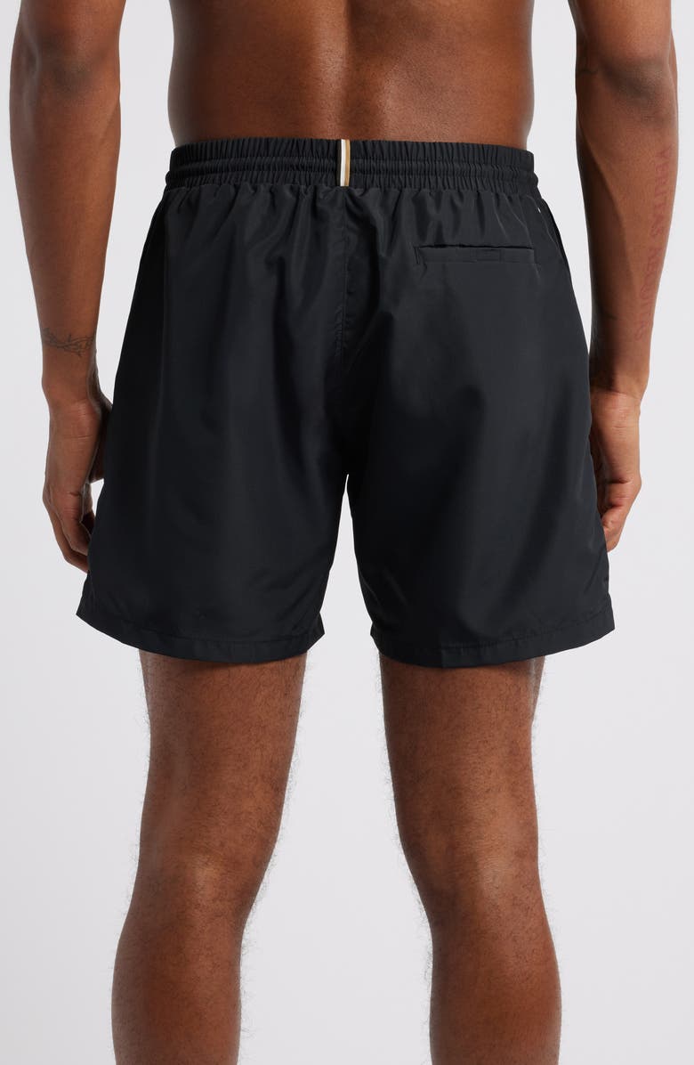 BOSS Starfish Logo Graphic Swim Trunks, Alternate, color, Black