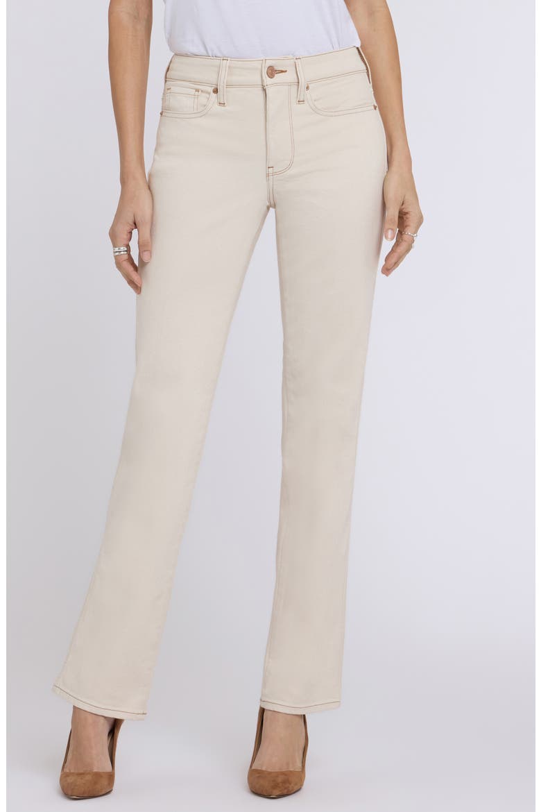 Marilyn Topstitch Detail Straight Leg Jeans, Main, color, LIGHT OATMEAL