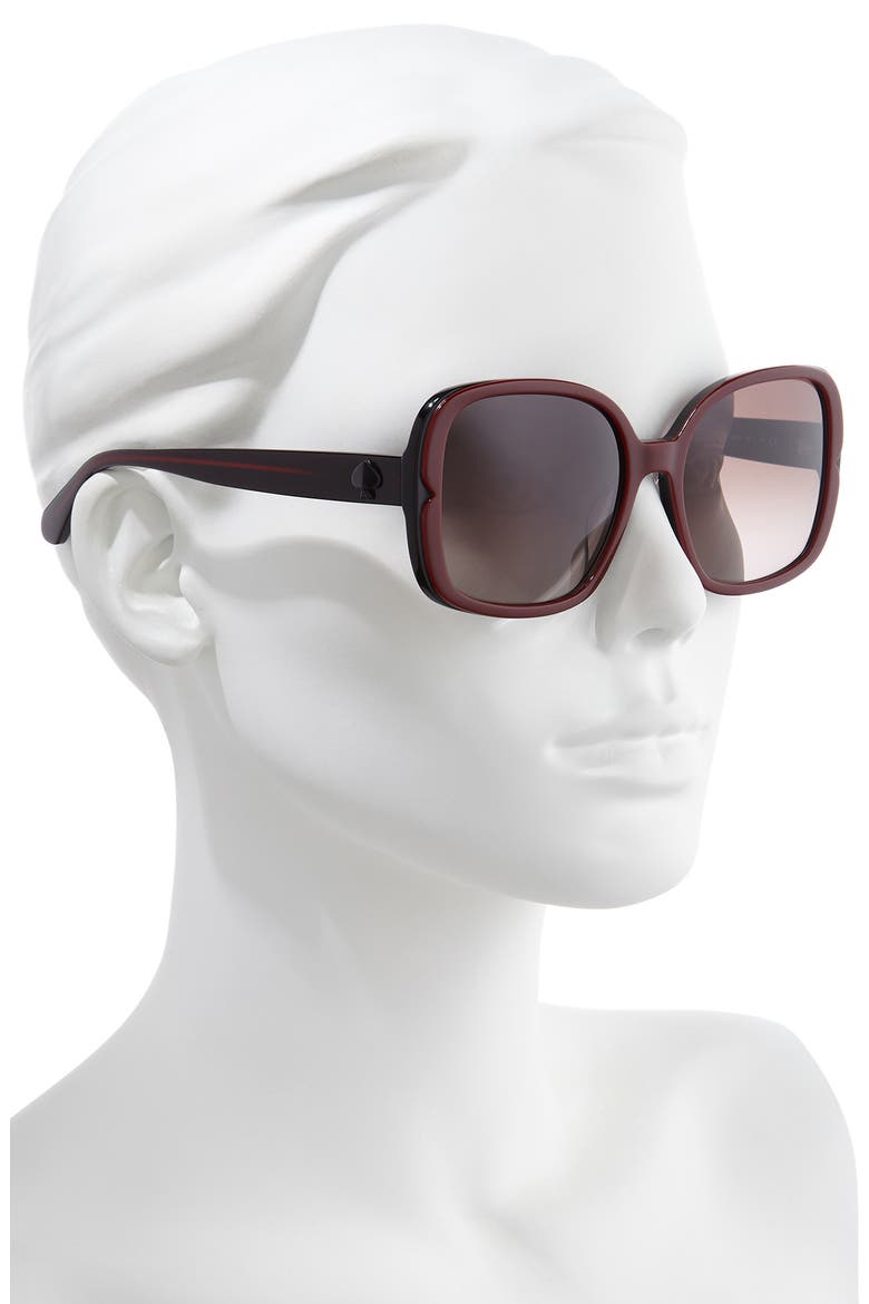 elianna 55mm square polarized sunglasses, Alternate, color, BURGUNDY PATTERN/ BROWN