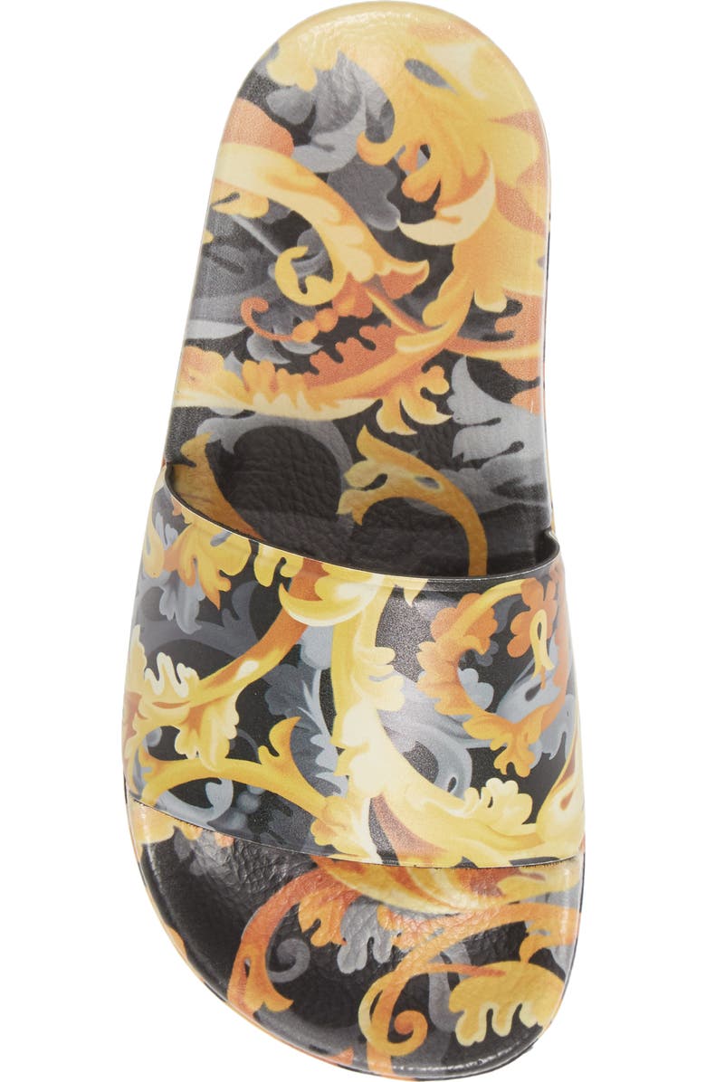 Versace Barocco Slide Sandal, Alternate, color,