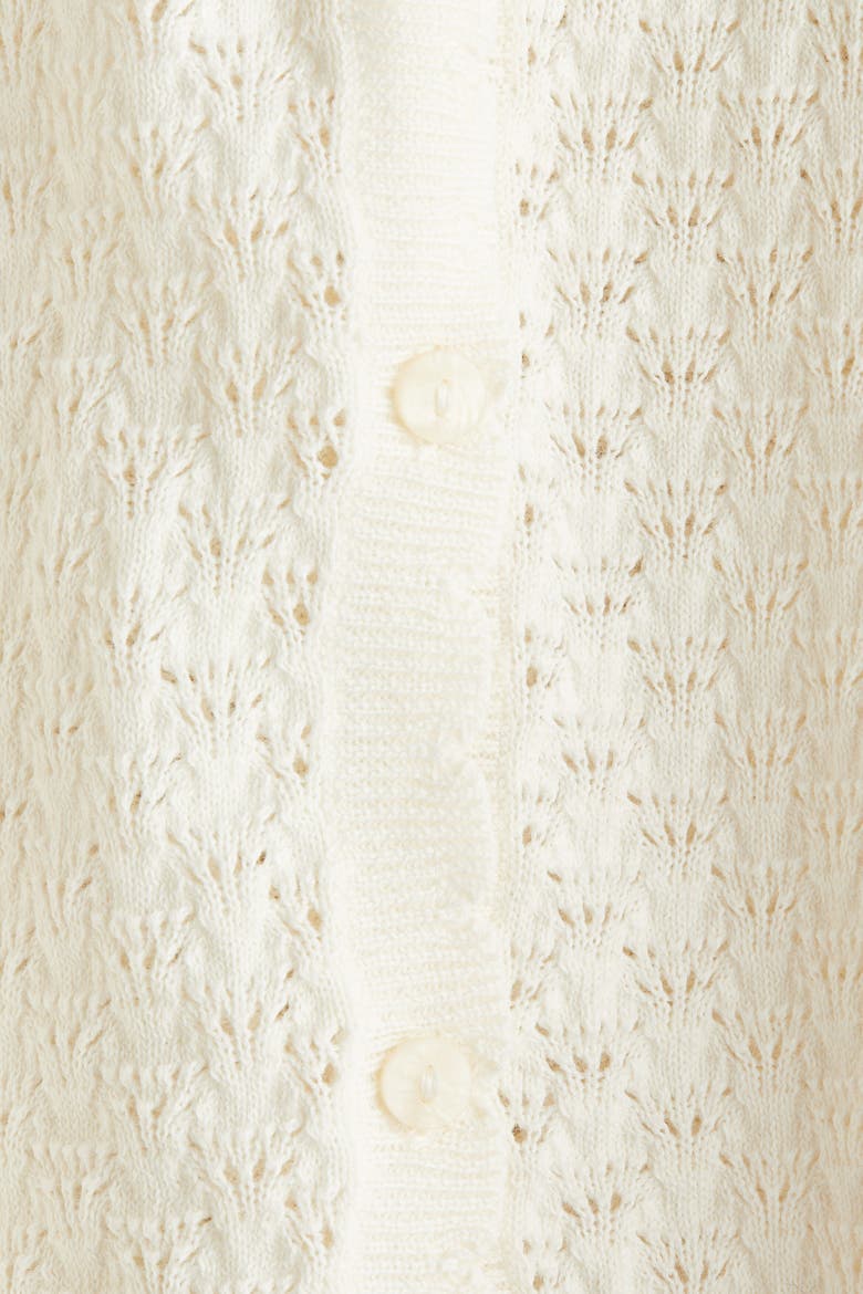 Pointelle-Knit Cotton Cardigan, Alternate, color, Cream