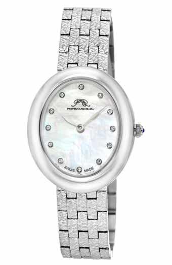 PORSAMO BLEU Women's Porsamo Bleu Angelica Oval MOP Dial Stainless Steel Watch
