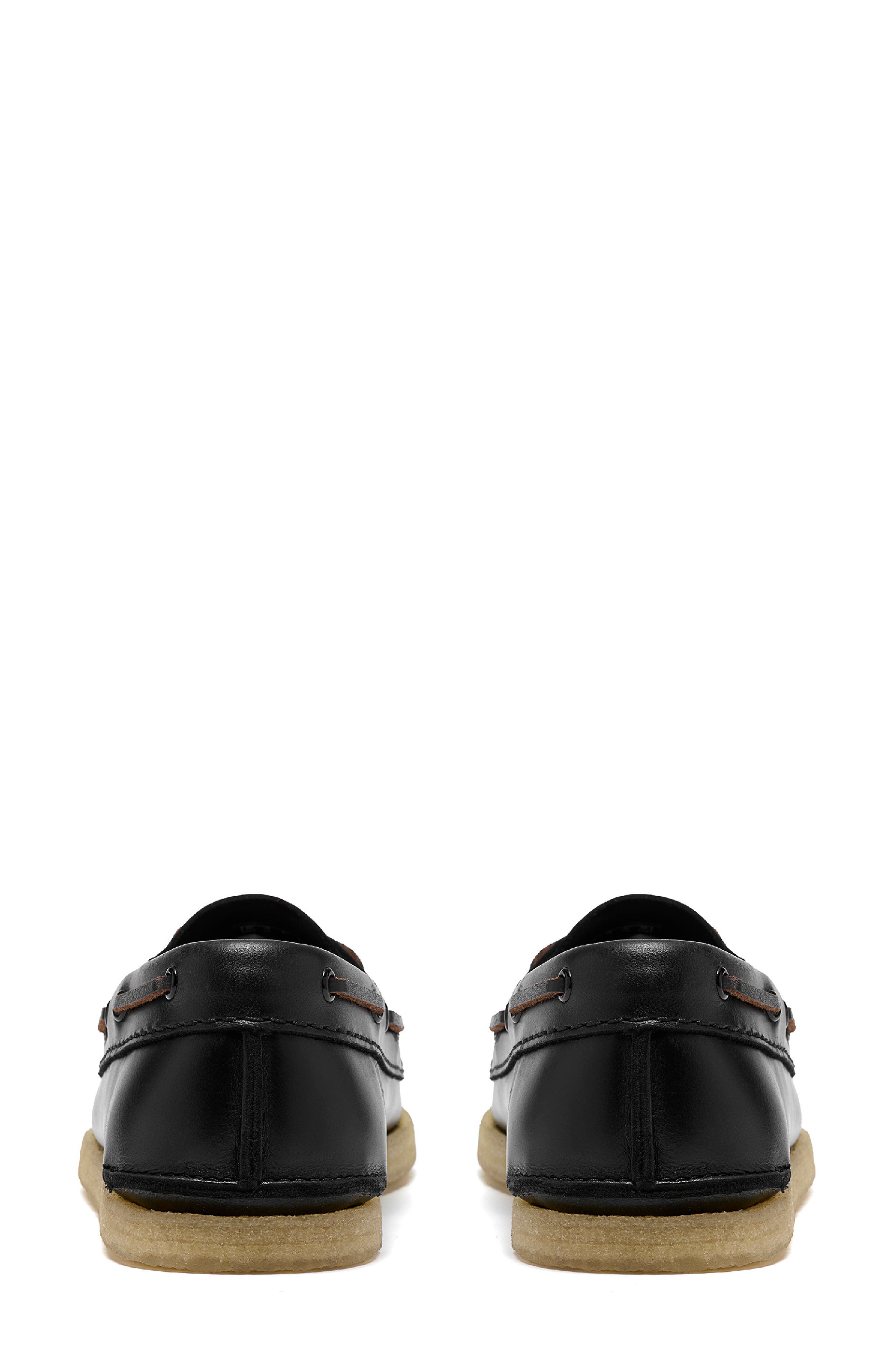Godney Leather Boat Shoe, Alternate, color, BLACK LEAT
