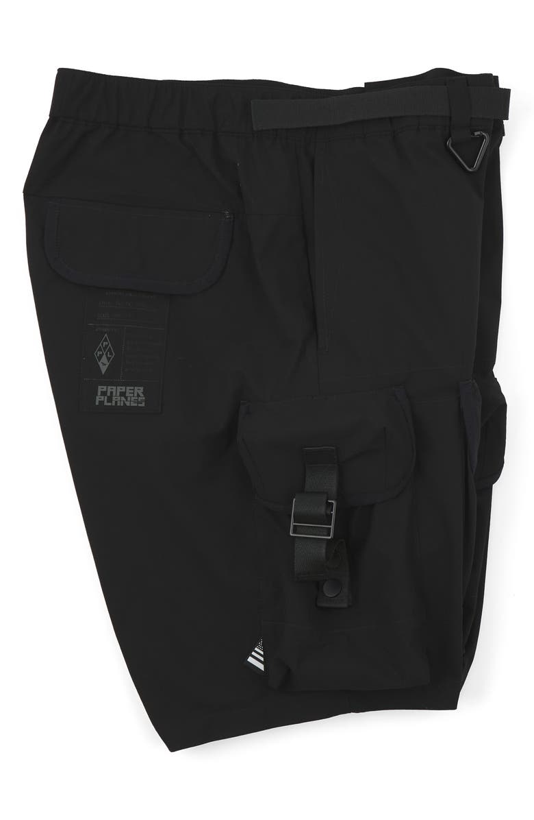 PAPER PLANES Alice Packable Ripstop Cargo Shorts, Alternate, color, Black