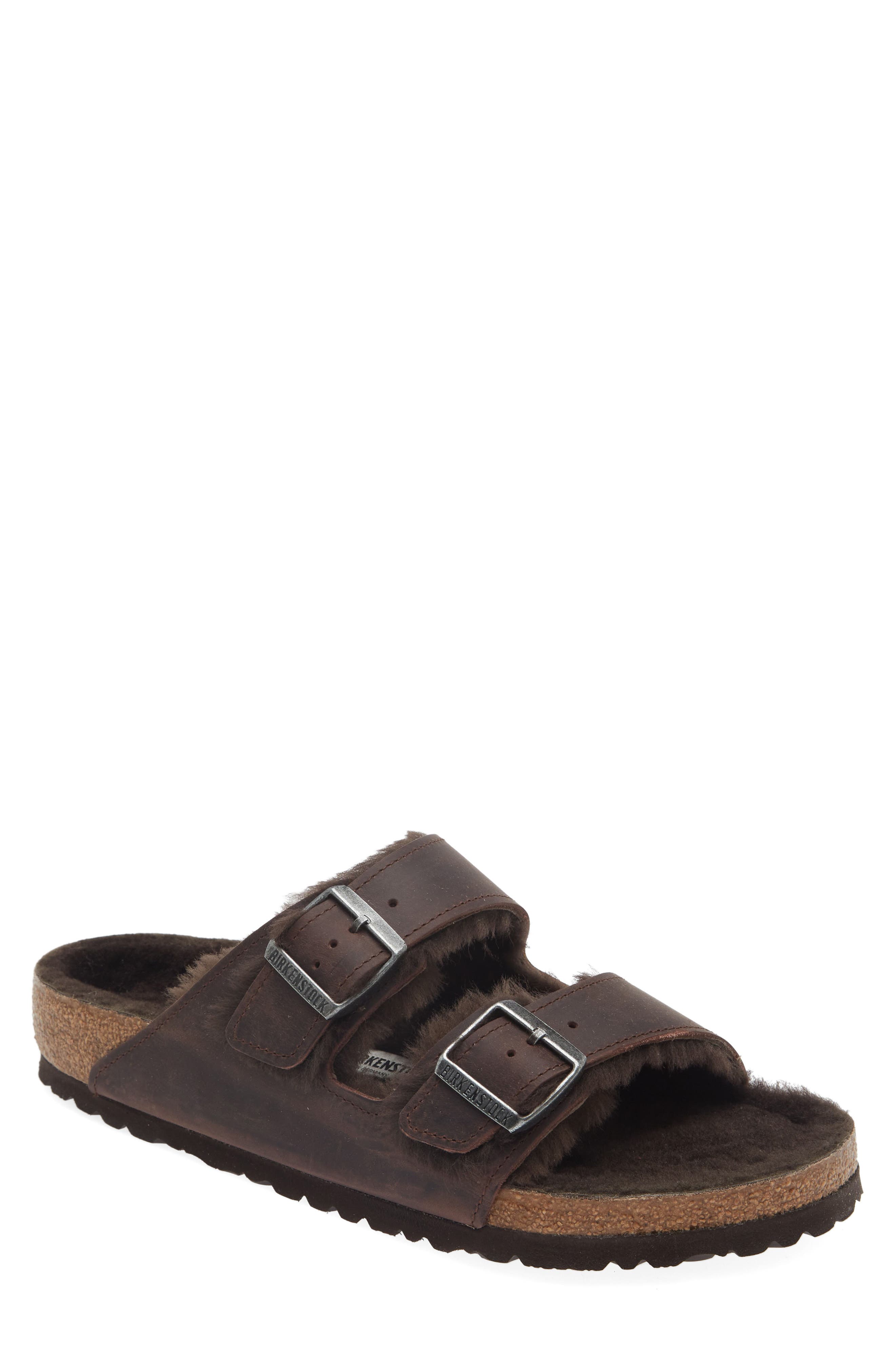 Birkenstock Arizona Slide Sandal with Genuine Shearling, Main, color, 