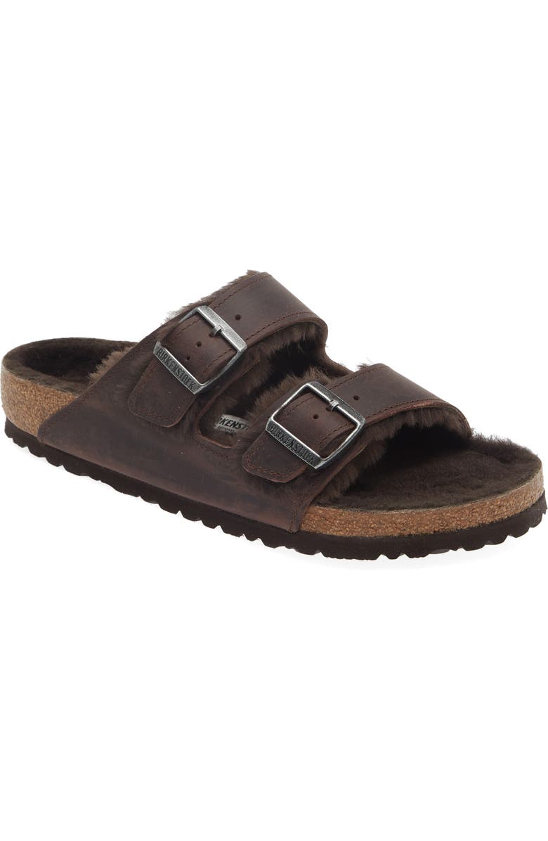 Birkenstock Arizona Slide Sandal with Genuine Shearling, Main, color,