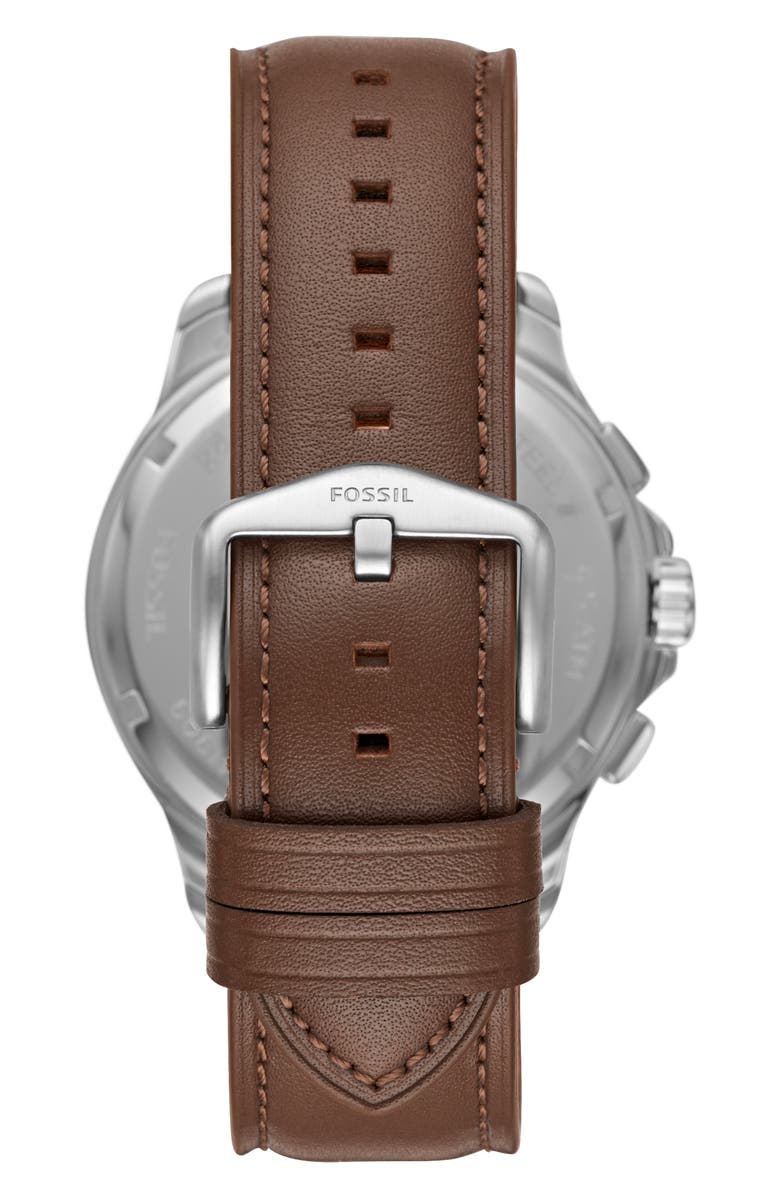 Fossil Monty Chronograph Leather Strap Watch, 44mm, Alternate, color, 