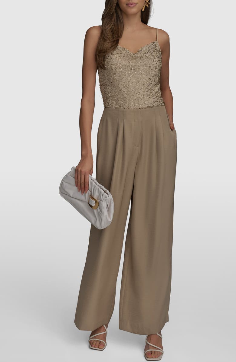 Donna Karan New York Ripple Wide Leg Pants, Alternate, color, Beige