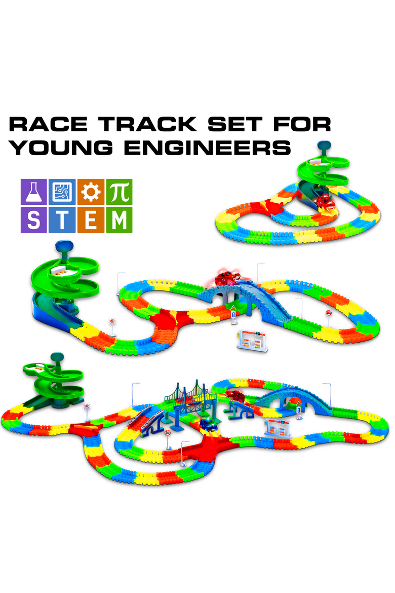 Large Glow Trax Race Tracks for Kids- 380pc, Alternate, color, Multi Color