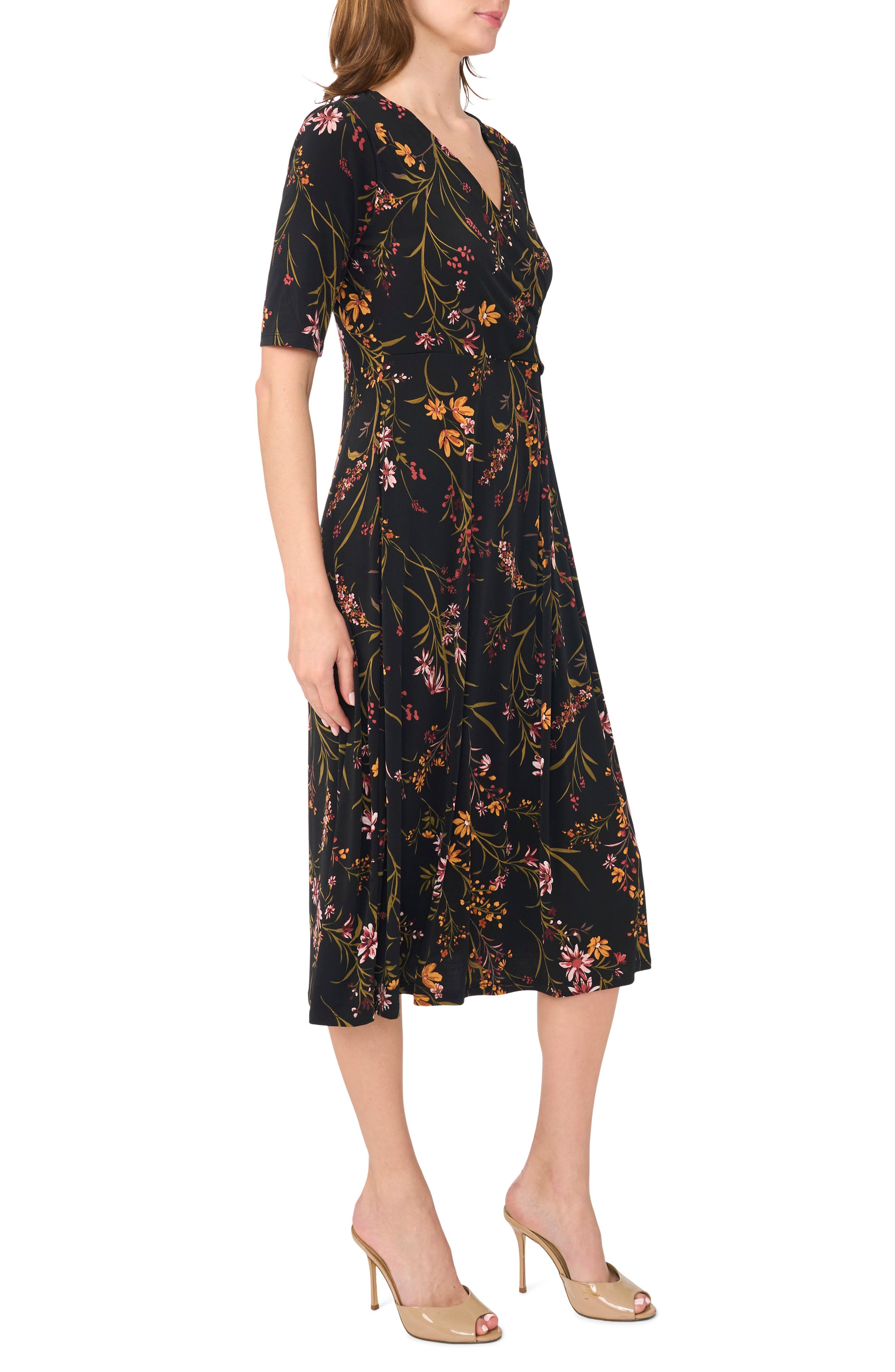 MSK V-Neck Faux Wrap Midi Dress (Women) | Nordstromrack